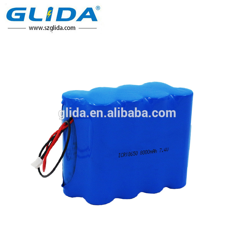 7.4v lithium ion battery pack for stage light 8000mah 2S4P China Manufacturer